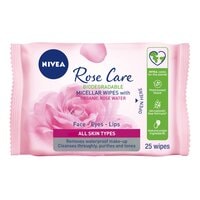 NIVEA Face Wipes Micellar Rose Care with Organic Rose Water All Skin Types 25 Wipes
