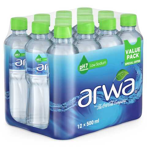 Arwa Still Water Bottled Drinking Water PET 500ml Pack of 12