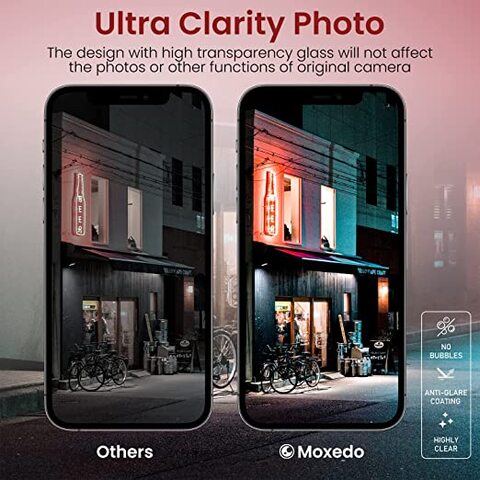 Moxedo Camera Lens Protector, 9H Tempered Glass, Aluminum Alloy Individual Ring Camera Cover Screen Protector Compatible for iPhone 12 Pro Max 6.7 inch (SILVER)