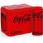 اشتري كوكا كولا مشروب غازي غير كحولي خالي من السعرات الحرارية 330 علبة ملل، حزمة من 6 في الامارات