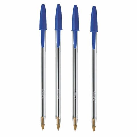 BIC Cristal Ballpoint Stick Pen Blue 4 count