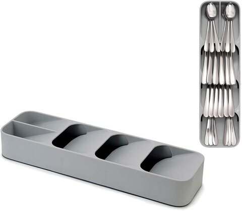 LIHAN DrawerStore Flatware Storage Box, Kitchen Drawer Separate Tableware Storage Organizer Tray Cutlery Holder Rack for Silverware Knives Fork Spoon (Cutlery)