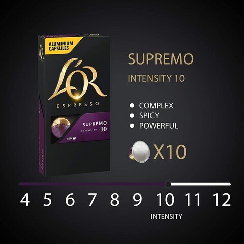 L'or Espresso Supremo Intensity 10 Nespresso Compatible coffee Capsules