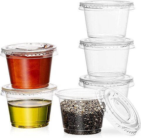 100 Sets] 4 oz Small Plastic Containers with Lids, Jello Shot Cups with Lids,  Disposable Portion Cups, Condiment Containers with Lids, Souffle Cups for  Sauce and Dressing 100 4 oz. 