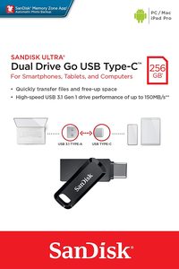 SanDisk 256GB Ultra Dual Drive Go USB Type-C Flash Drive - SDDDC3-0256G-G46