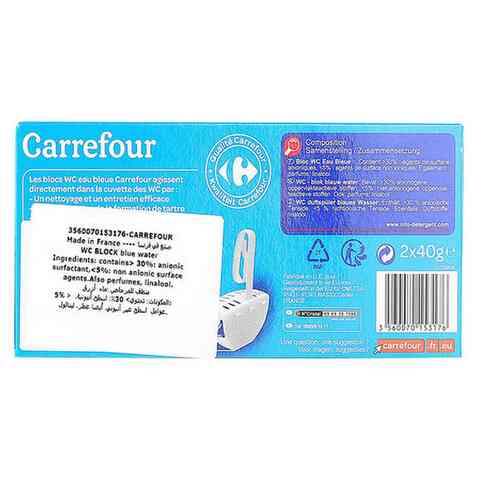 Carrefour WC Toilet Block Blue Water 40gx2&#39;s
