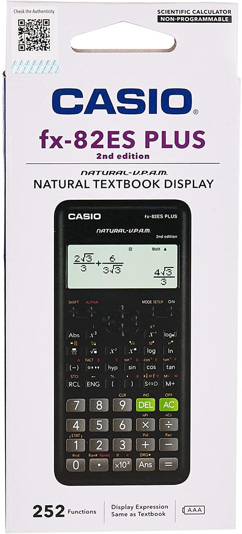 Casio FX82ES Plus Black Display Scientific Calculator With 252 Functions