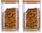 1CHASE&reg; Square Glass Storage Jar with Air tight Bamboo Lid, Borosilicate Kitchen Food Storage Container Set for Candy Cookie Rice Sugar Flour Pasta Nuts,Set of 2Pcs 1100 ML