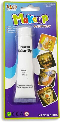 Party Time 1oz White Cream Makeup for Halloween Costume Accessories, Halloween Make Up DIY - Halloween Party Supplies